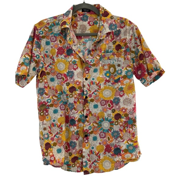 Coofandy Men’s Floral Short Sleeve Neon Hawaiian Aloha Shirt Collared - Picture 1 of 5